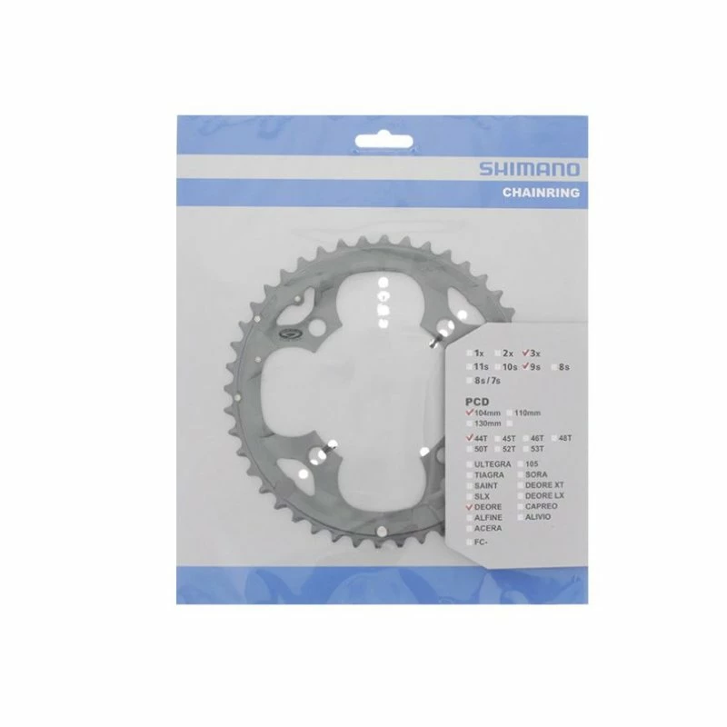 Shimano, Kettenblatt, 44-4, Deore, FC-M590, (44 Z.) (4-Arm) (9-fach), Silbergrau